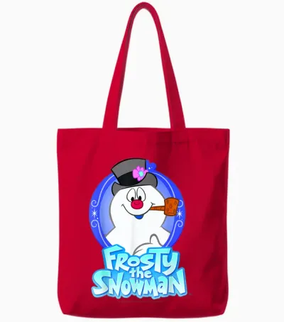 Frosty the Snowman Portrait Logo Tote Bags - Red