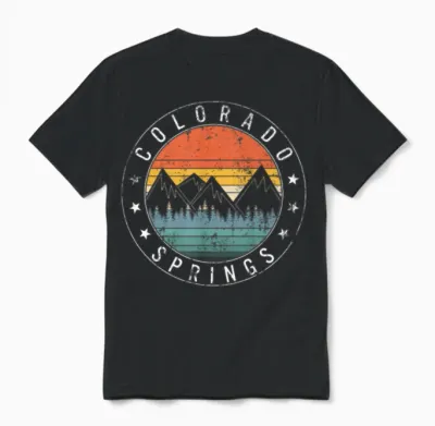 Colorado Springs Flag Shirt, Colorado Springs Unisex T-Shirt - Black