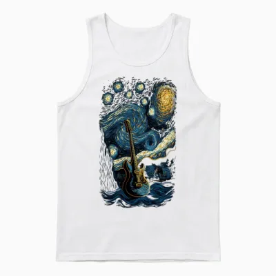 Starry Guitar Guitarist Rock Concert Festival Unisex Tank Top - White