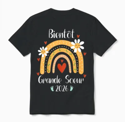 Future Grande Sœur 2026 Je Vais être Grande Soeur 2026 Unisex T-Shirt - Black