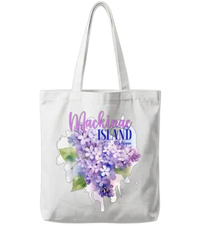 Mackinac Island Michigan Lilacs Lilac Festival Sta Tote Bags - White