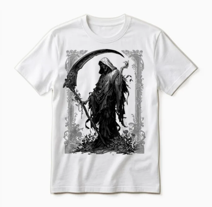 Grim Reaper Pastel Goth Occult Horror Gothic Aesthetic Unisex T-Shirt in White
