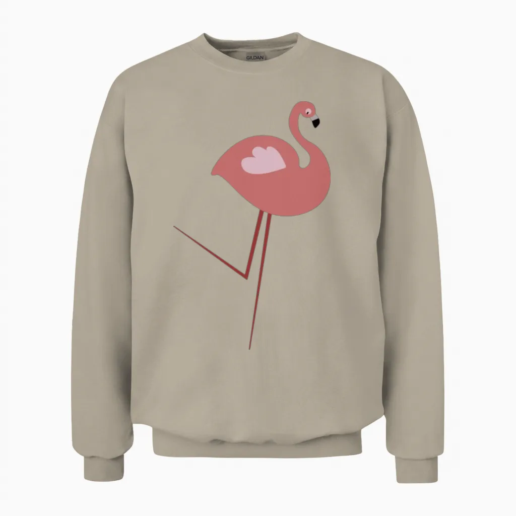Funny Minimal Flamingo Unisex Sweatshirt in Sand