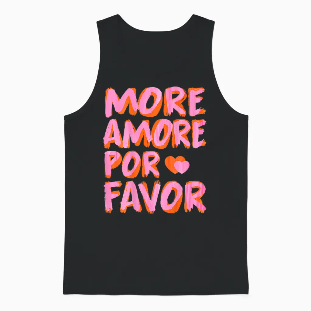 More Amore Por Favor X Mehr Liebe Selbstliebe Selflove Back T-Shirt, Black Unisex Tank Top in Black