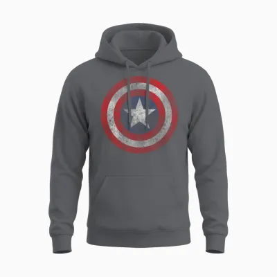 Marvel Comics Retro Classic Captain America Shield Costume Unisex Hoodie - Charcoal