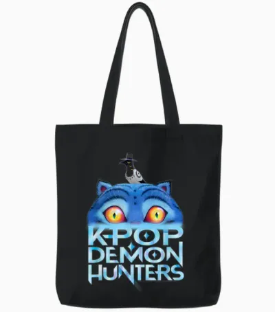 Kpop Demon Hunters Derpy Sinking Officially Licensed Tote Bags - Black