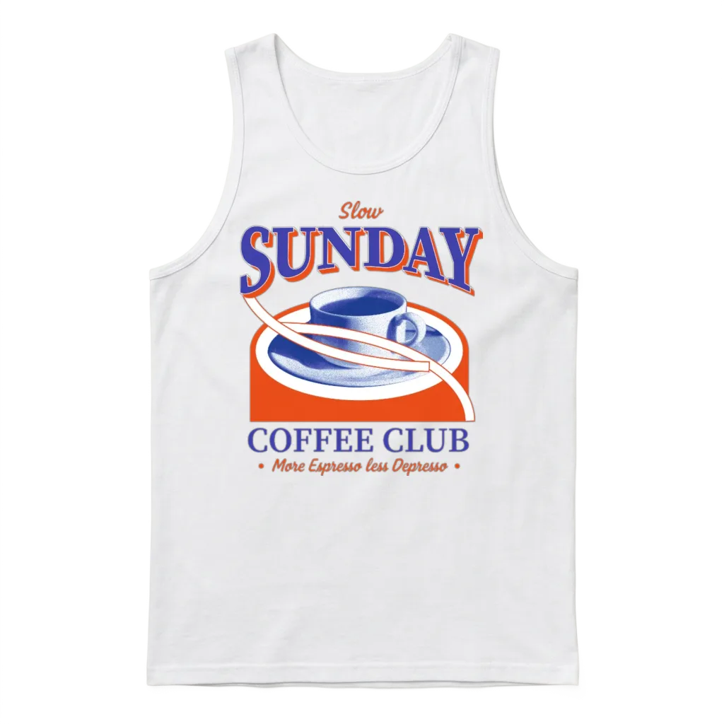 Slow Sunday Coffee Club Unisex Tank Top - White