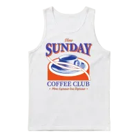 Slow Sunday Coffee Club Unisex Tank Top - White – 1