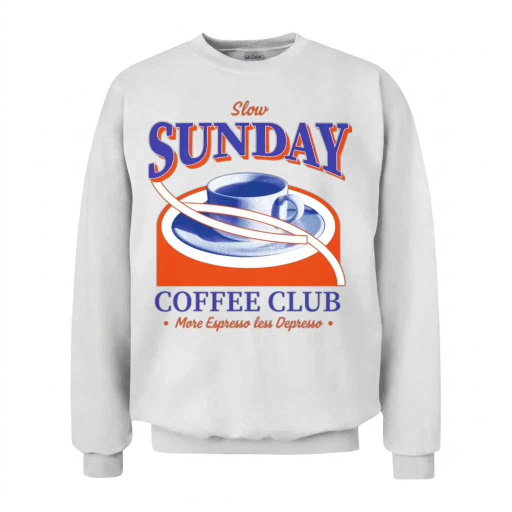 Slow Sunday Coffee Club Unisex Sweatshirt - White