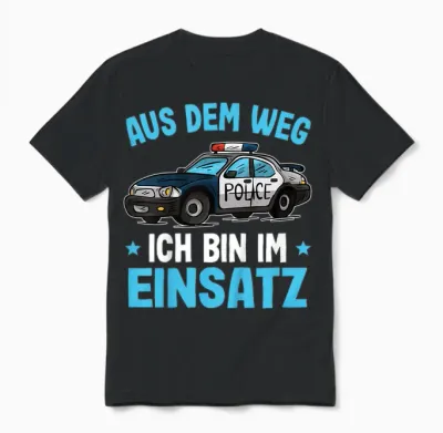 Polizei T-Shirt | Aus Dem Weg Bin Im Einsatz Jungen Polizei Unisex T-Shirt - Black