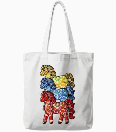 Swedish Dala Horse, Scandinavian Sverige Sweden Tote Bags - White
