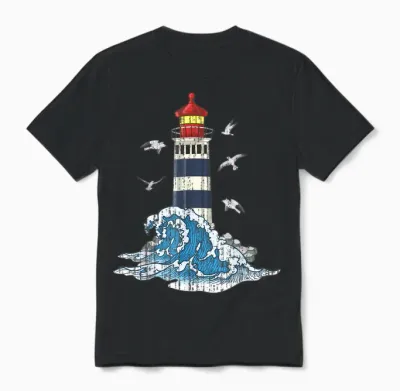 Ozean Möwen Meer Wellen Leuchtturm Unisex T-Shirt - Black