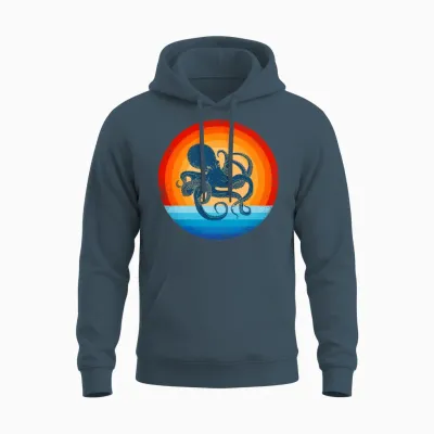 Octopus Retro Vintage Unisex Hoodie - Dark Heather