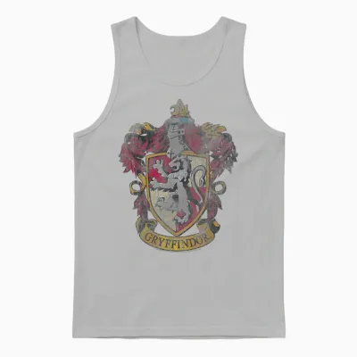 Harry Potter Distressed Gryffindor Crest T-Shirt, Gray, S Unisex Tank Top - Ash