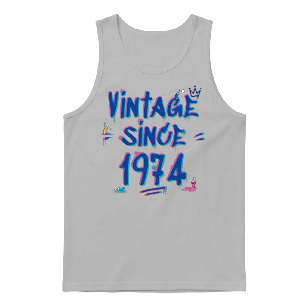 Vintage Since 1974 Hip-Hop Graffiti Glitch 51st Unisex Tank Top - Ash
