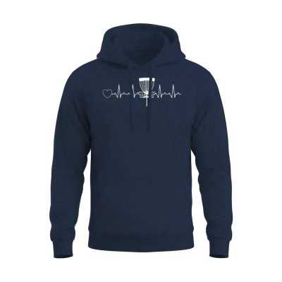 Disc Golf Heartbeat Disc Golf Basket Disc Golf Unisex Hoodie - Navy