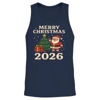 Merry Christmas 2026 Santa & Tree Unisex Tank Top - Navy – 2
