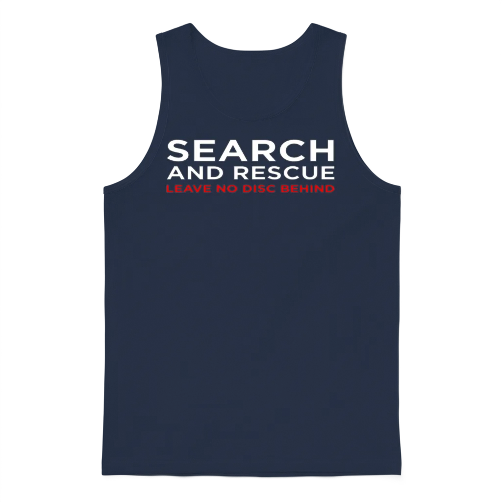 Disc Golf Search Rescue Leave No Disc Behind Unisex Tank Top - Navy