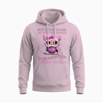 T-Shirt with German Text "eule - Heute Möchte Ich Was Mit Menschen Machen (german Language"), Black Unisex Hoodie - Light Pink