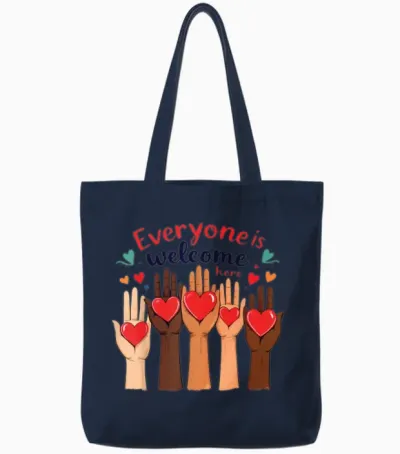 Everyone Is Welcome Here Idaho Teacher Tote Bags - Navy
