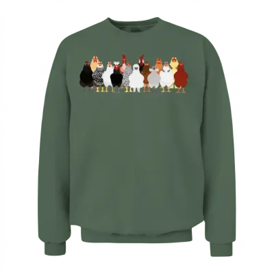 Women Chicken Shirt Chicken Unisex Sweatshirt - Military Green