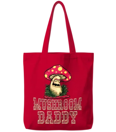 Retro Mushroom Daddy Tote Bags - Red