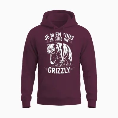 I Don't Care I'm a Grizzly Animal Gift Funny Grizzly T-Shirt, Black, S Unisex Hoodie - Maroon