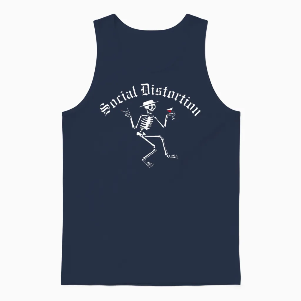Official Social Distortion Skelly T-Shirt, Black Unisex Tank Top in Navy