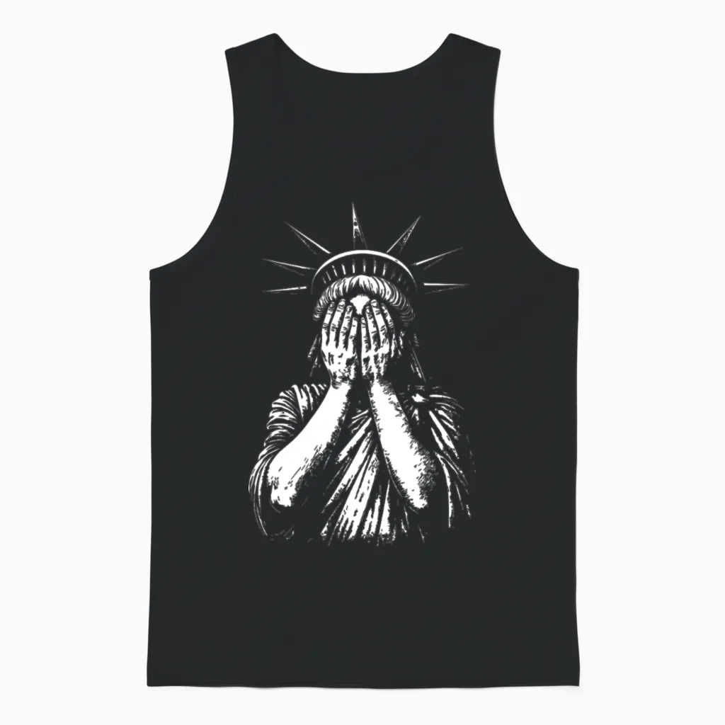 Statue of Liberty in Despair Unisex Tank Top in Black