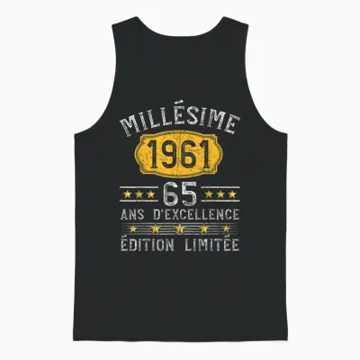 Vintage 1961 Gift 65 Years Man Birthday Humour Unisex Tank Top - Black