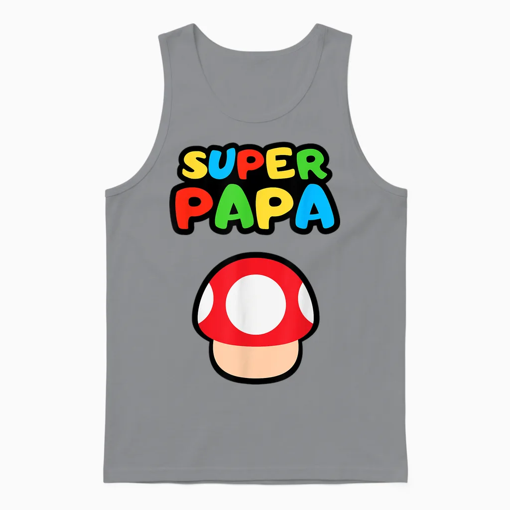 Pilz Super Papa Dad Gift Unisex Tank Top in Sport Grey