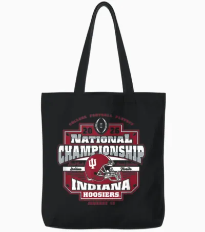 Indiana Hoosiers Cfp National Championship 2026 Icon Black Tote Bags - Black