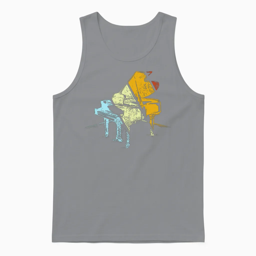 Piano Retro & Keys Unisex Tank Top in Sport Grey