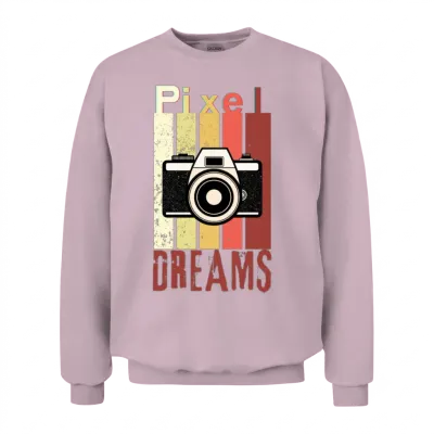 Pixel Dreams Retro Camera Design Unisex Sweatshirt - Light Pink
