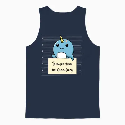 Narwhal Was Not Clever but Funny Unisex Tank Top - Navy