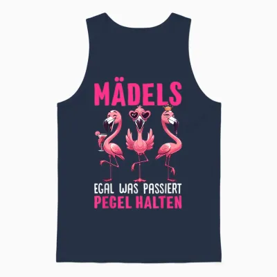 Mädels Egal Was Passiert Pegel Halten Flamingo Unisex Tank Top - Navy