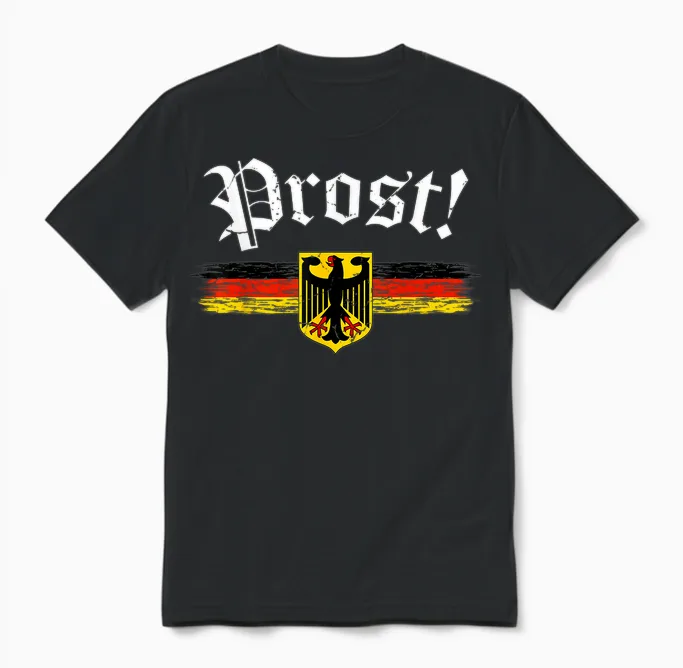 Oktoberfest Shirt for Men Women German Flag Prost Vintage Unisex T-Shirt in Black