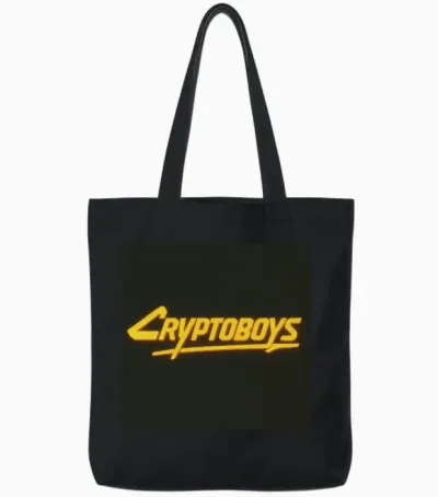 Logo Retro Neon Cryptoboys Tote Bags - Black