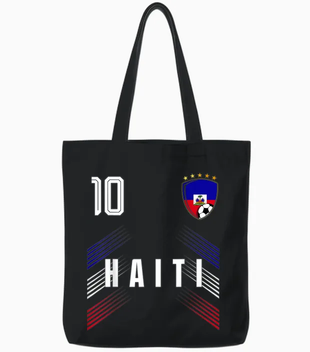 Haiti Flag Haitian Pride Lovers Tote Bags in Black
