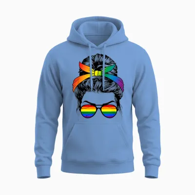 Rainbow Bun Gay Homo Outfit Lgbt Gay Homosexuality T-Shirt, White Unisex Hoodie - Carolina Blue