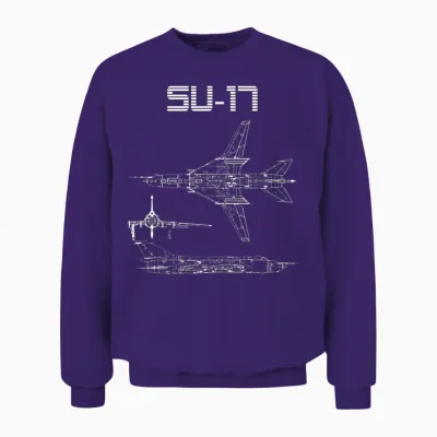Su-17 Sowjetflugzeug Warbird Blueprint Schematik Diagramm Unisex Sweatshirt - Purple
