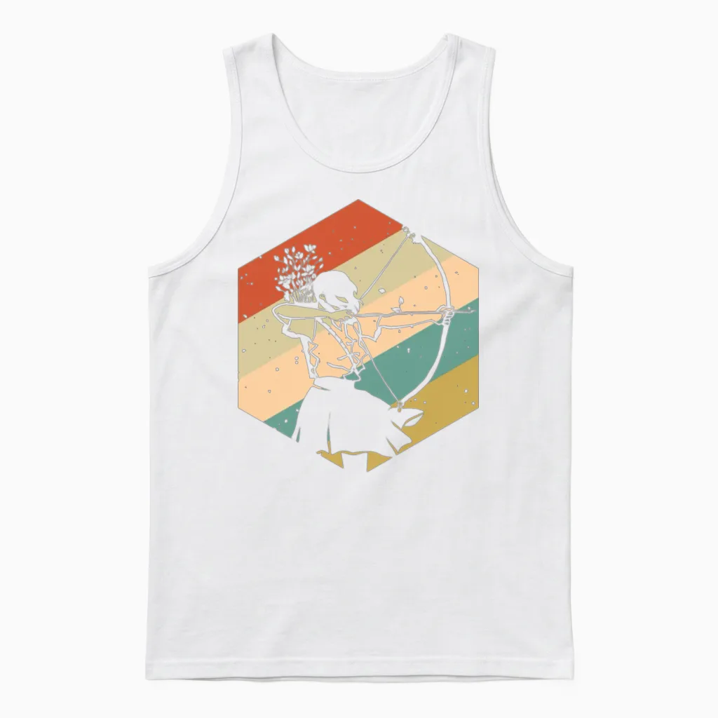 Retro Archer Unisex Tank Top in White