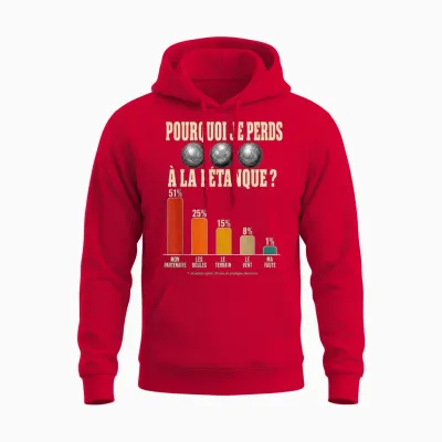 Pourquoi Je Perds à La Pétanque Humour Unisex Hoodie - Red