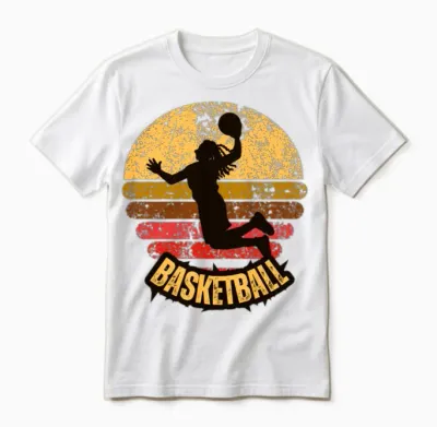 Yellow Red Vintage Retro Basketball Unisex T-Shirt - White