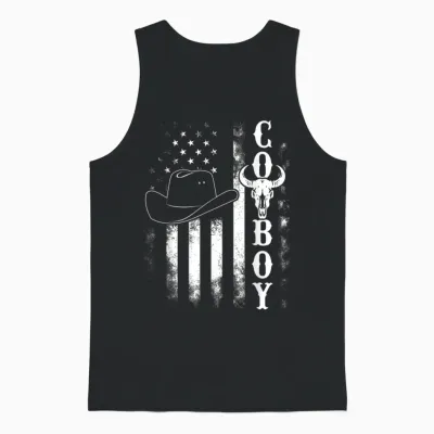 Western Country Men Teen Boy Kid Rodeo Southern Retro Cowboy Unisex Tank Top - Black