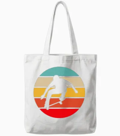 Skate Retro Tote Bags - White