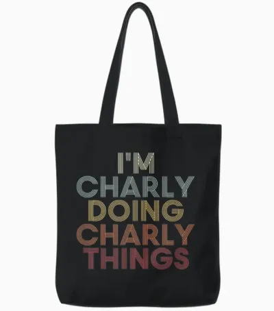 Charly Name Charly Personalized Name First Given Tote Bags - Black