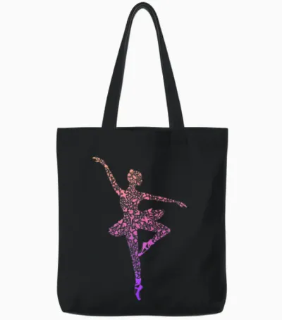 Ballerina Balletttänzerin Damen Ballett Mädchen T-Shirt Schwarz Kurzarm Klassisch Passform S Tote Bags - Black