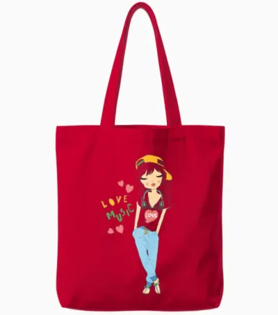 Cute Girl Tote Bags - Red