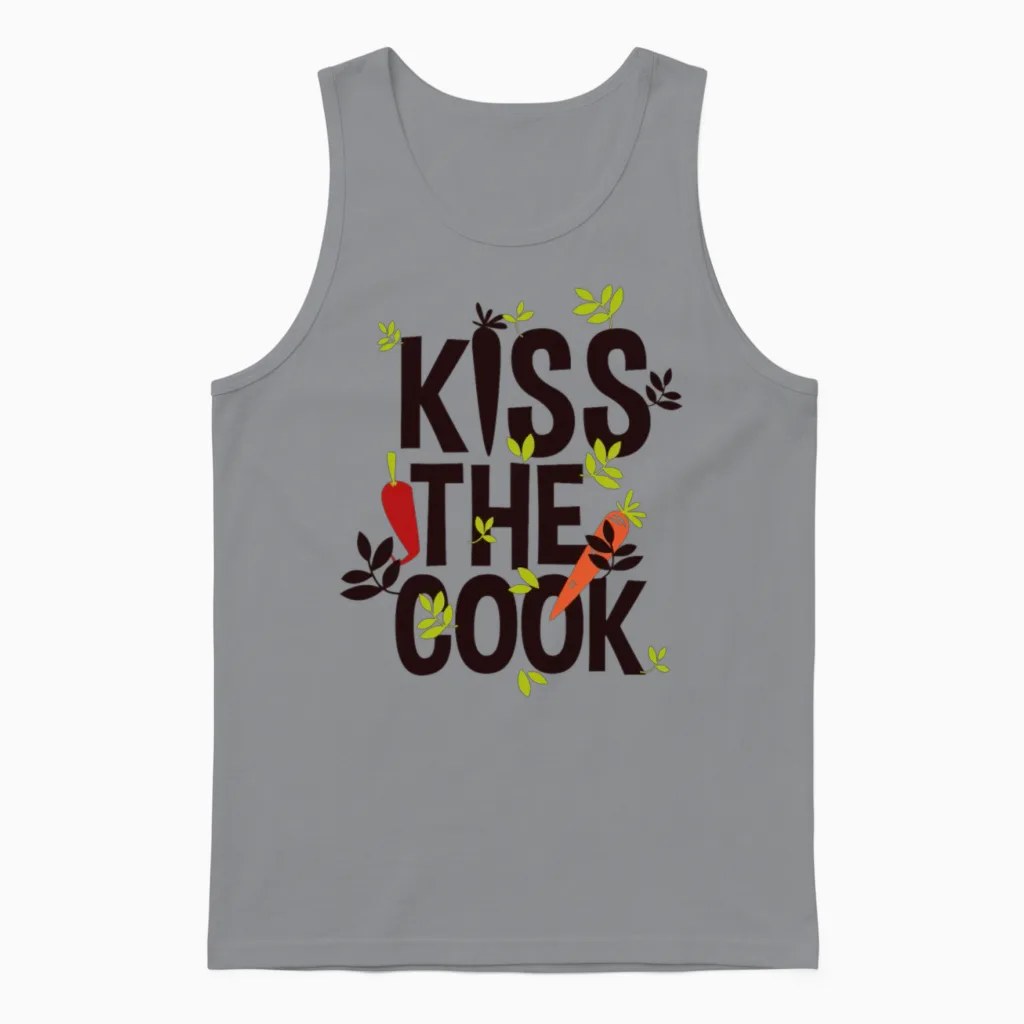 Kiss the Cook Chefs & Cooks Gift Unisex Tank Top in Sport Grey